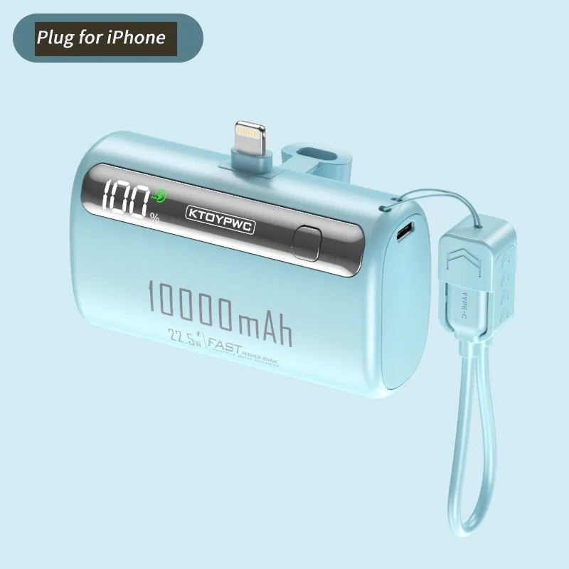 Mini Capsule Power Bank 10000mAh 22.5W Type-C Fast Charging Portable Charger External Battery For iPhone Xiaomi Samsung Huawei