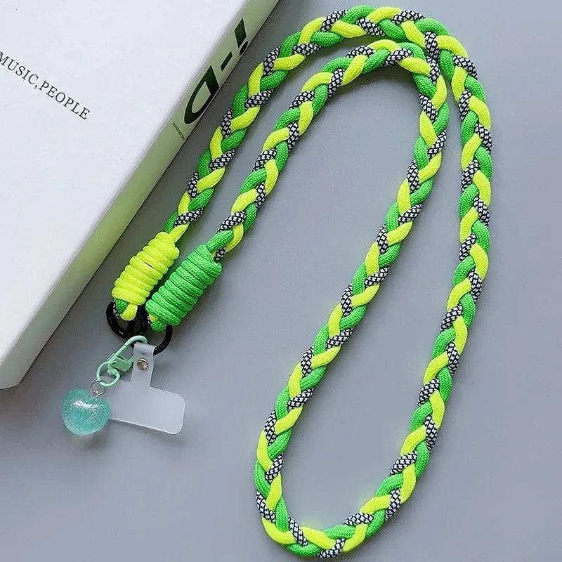 Cartoon Mobile Phone Universal Lanyard with Heart Pendant Crossbody Long Rope Lanyard Rope Cartoon Decorative Accessories