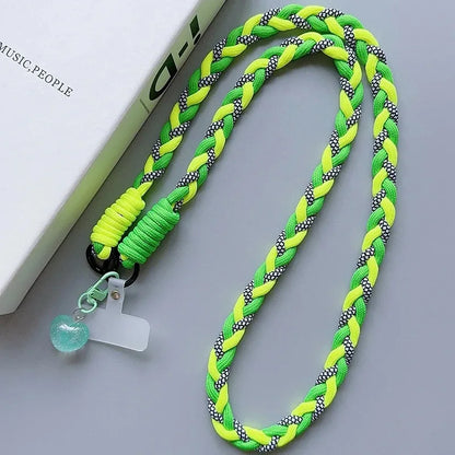 Cartoon Mobile Phone Universal Lanyard with Heart Pendant Crossbody Long Rope Lanyard Rope Cartoon Decorative Accessories