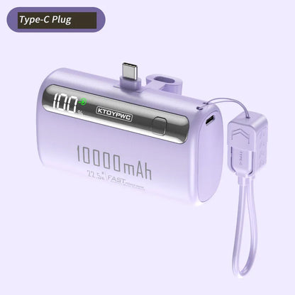 Mini Capsule Power Bank 10000mAh 22.5W Type-C Fast Charging Portable Charger External Battery For iPhone Xiaomi Samsung Huawei