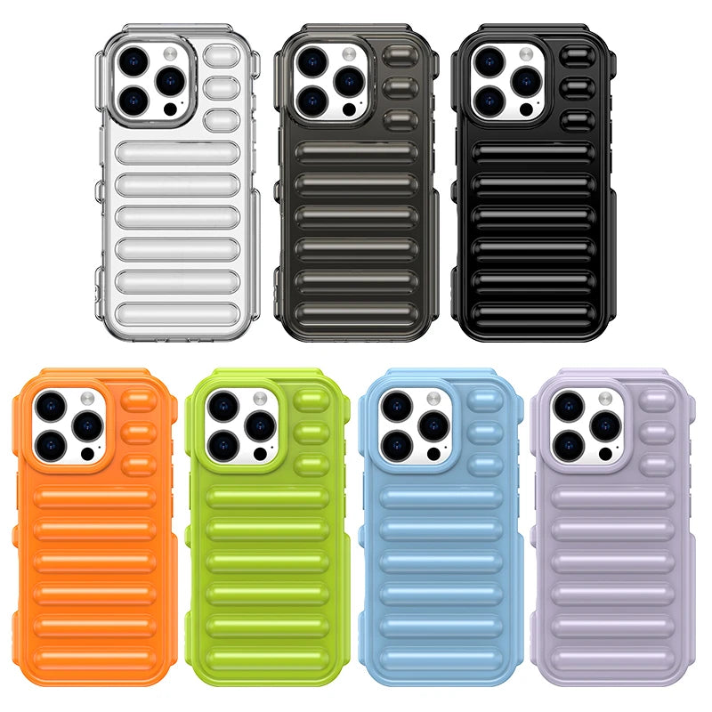 3D Capsule Air Cushion Shockproof Transparent Case For iPhone 16 15 14 13 12 11 Pro Max X XR XS Fashion Bright Color Soft Cover