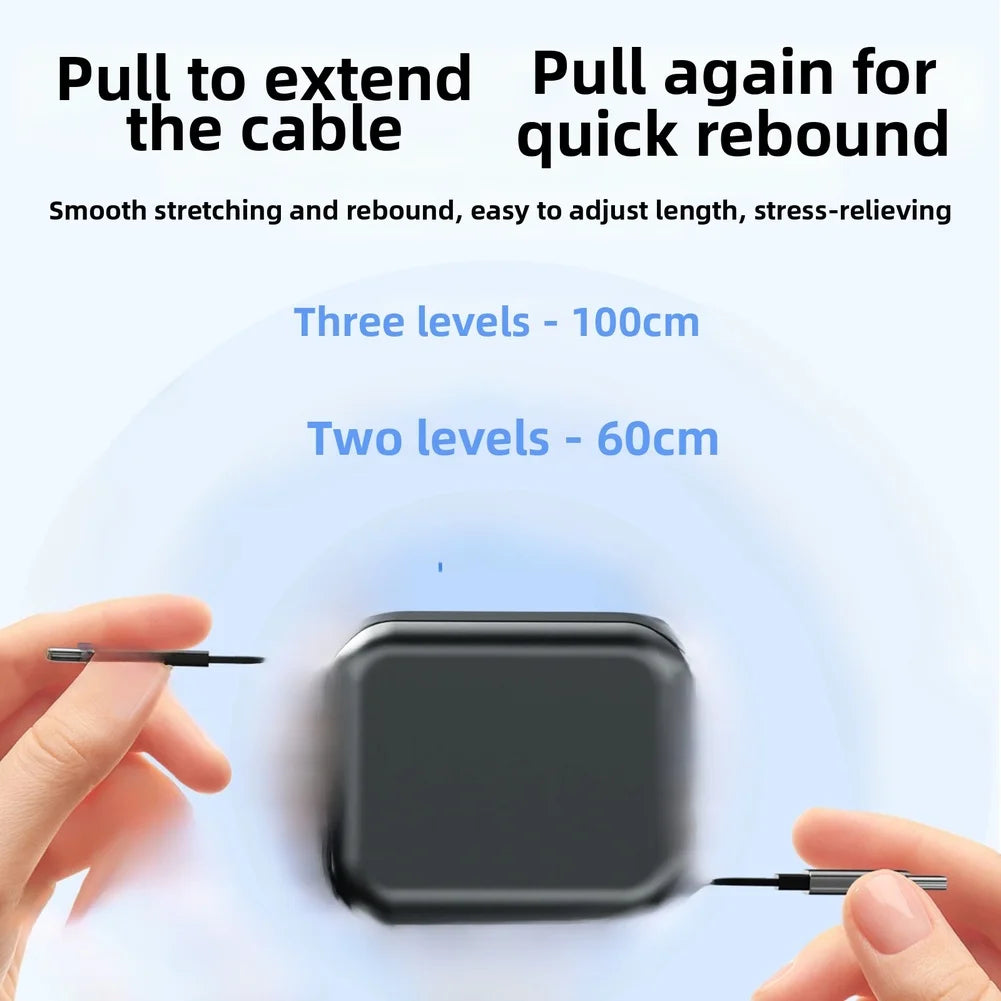 Scalable Data Cable 240W Dual Type-C Retractable Fast Charging Cable For Laptop Phone Tablet With PD Phone Accessories