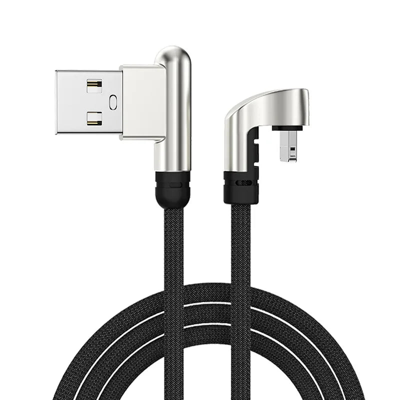 SELERWIN Dual Elbow Nylon Braided Usb 2 4 A Fast Charging Cable For Iphone Gaming Zinc Alloy Durable Mobile Phone Cord