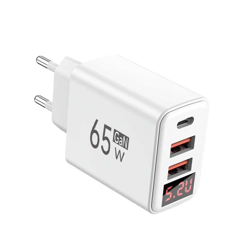 USB PD GaN 65W Fast Charger Type C Quick Charge Wall Power Adapter Mobile Phone Charger For iPhone Samsung Xiaomi EU US UK Plug