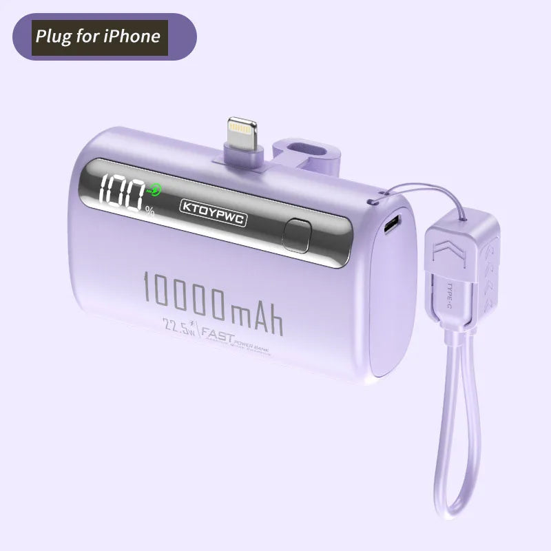 Mini Capsule Power Bank 10000mAh 22.5W Type-C Fast Charging Portable Charger External Battery For iPhone Xiaomi Samsung Huawei