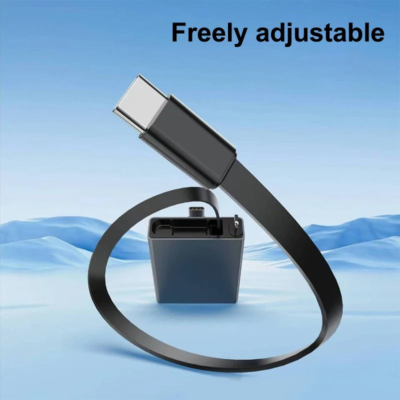 Pd Fast Charging Compatible With Smartphones/Laptops Type-C Single-Pull Data Cable 66W Unidirectional Retractable Charging Cable