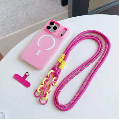 Magnetic Lanyard Case For iPhone 17 Pro Max 14 12 11 13 15 16 Plus 17 Air Shockproof Candy Crossbody Neck Cord Braid Strap Cover