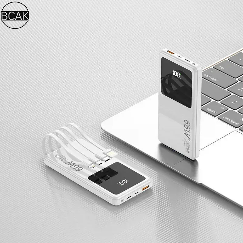 66W Super Fast Charging Comes with A Four-wire Power Bank 20000mAh Small BCAK Portable Mobile Power Supply