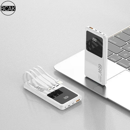 66W Super Fast Charging Comes with A Four-wire Power Bank 20000mAh Small BCAK Portable Mobile Power Supply