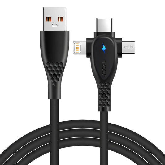 3 IN 1 USB Cable Micro USB Type C Charger Cable Multi 5A Usb Port Fast Charging Cord For Xiaomi iPhone 13 14 15 Pro Max Samsung