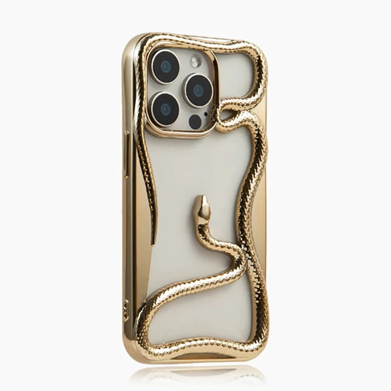 Luxury Hollow Out Snake Plating Matte Phone Case For iPhone 17 Air 16 15 14 Plus 13 12 11 Pro Max Heat Dissipation Back Cover