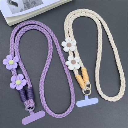 Creative Mobile Phone Universal Lanyard Crossbody Rope Long Cellphone Lanyard Shoulder Strap Flower Decoration Phone Accessories