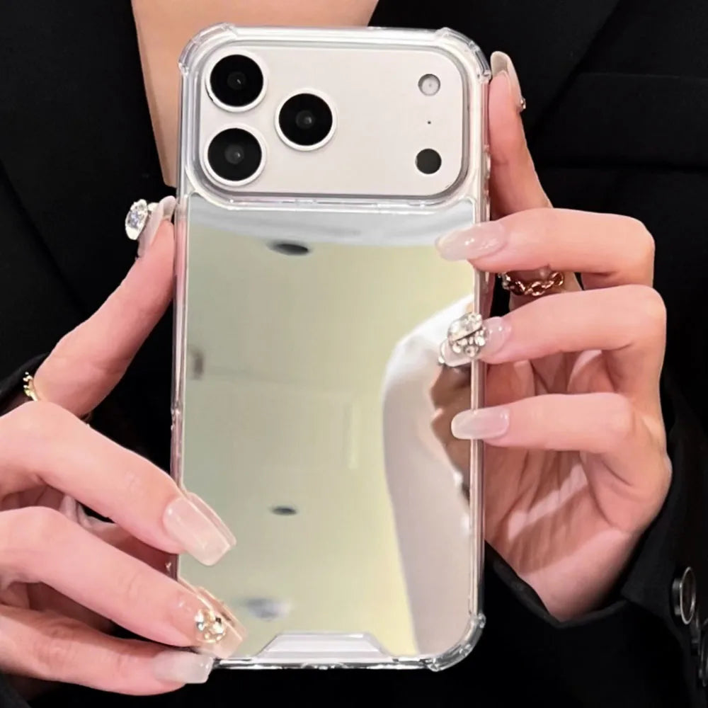 Acrylic Hard Mirror Phone Case For iPhone 17 16 15 Pro Max 14 Plus 13 12 11 Pro X XR XS Max 7 8 Plus SE2 17 Air Shockproof Cover