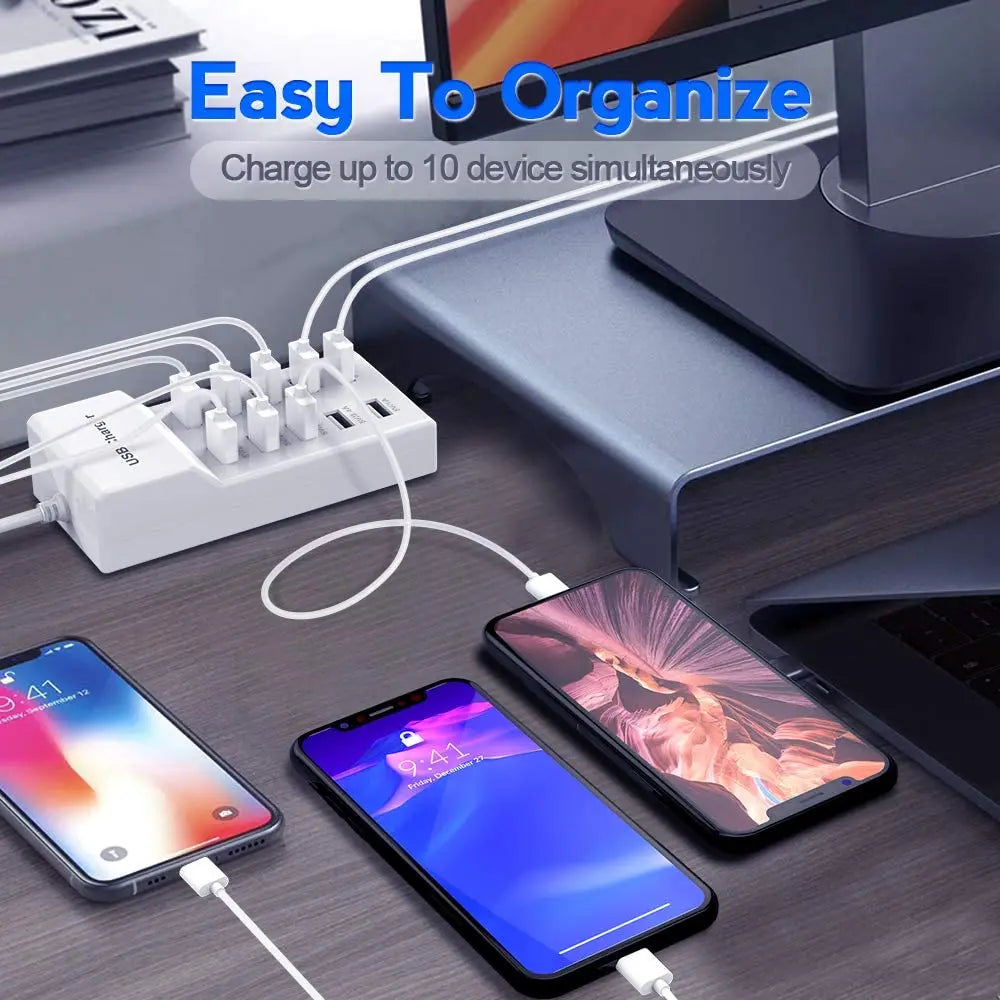 10USB ports charger station Desktop storage and organization of charging cables For Phone Watch iPad