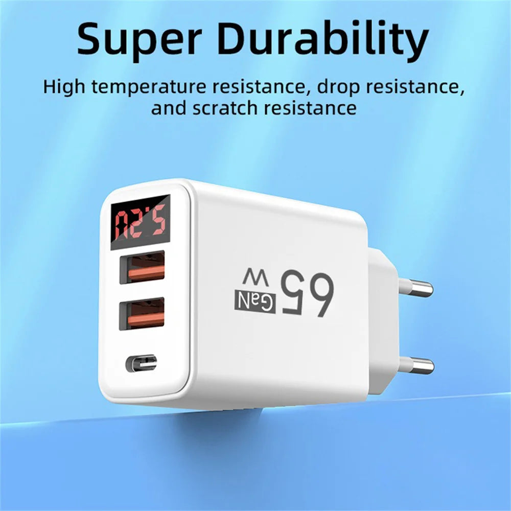 USB PD GaN 65W Fast Charger Type C Quick Charge Wall Power Adapter Mobile Phone Charger For iPhone Samsung Xiaomi EU US UK Plug