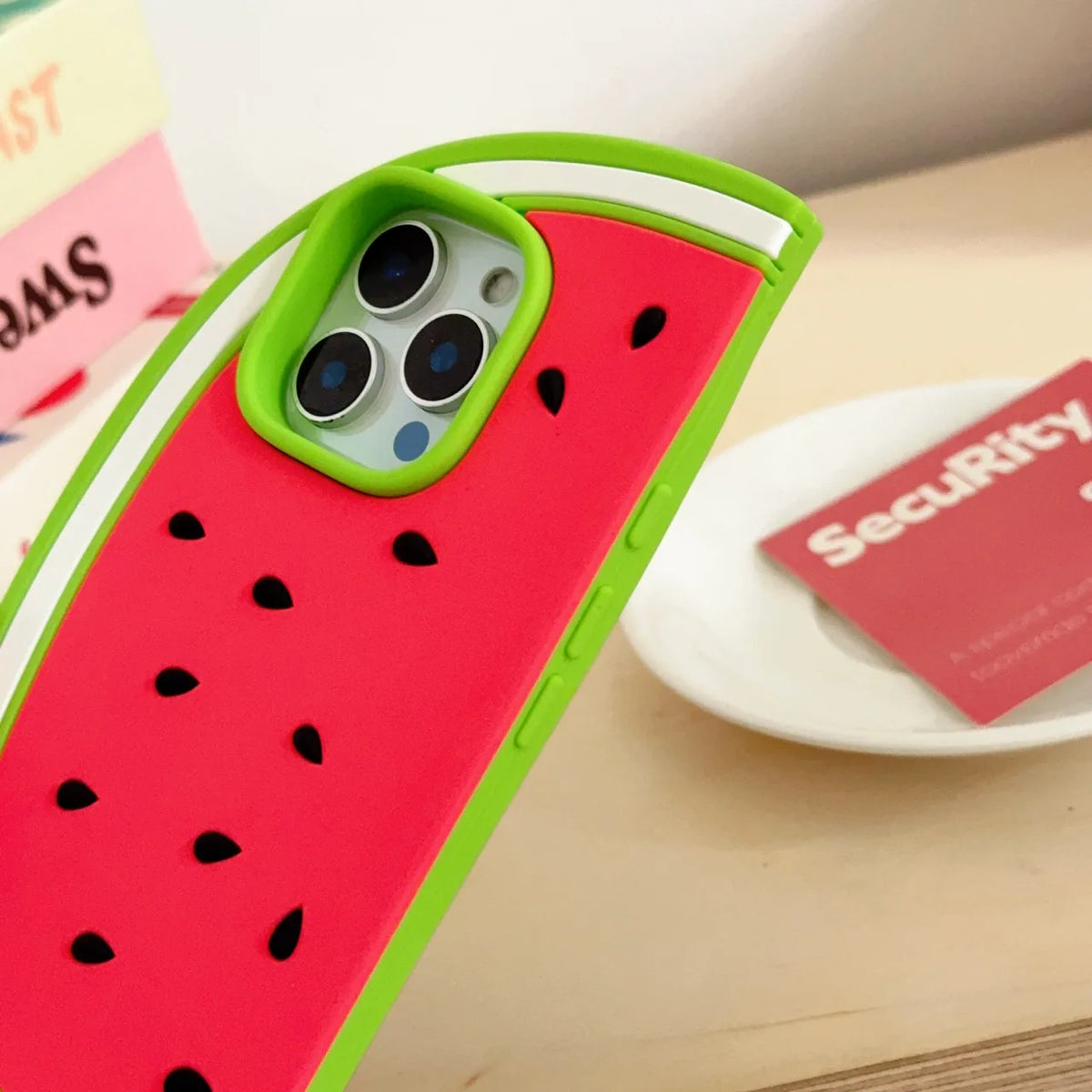Cooling Watermelon 3D Soft Silicone Phone Case for iPhone 12/13/14/15/16 pro Max Funny Protective Back Cover Shell Skin Durable
