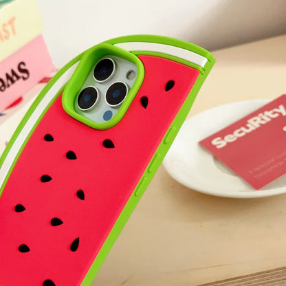 Cooling Watermelon 3D Soft Silicone Phone Case for iPhone 12/13/14/15/16 pro Max Funny Protective Back Cover Shell Skin Durable
