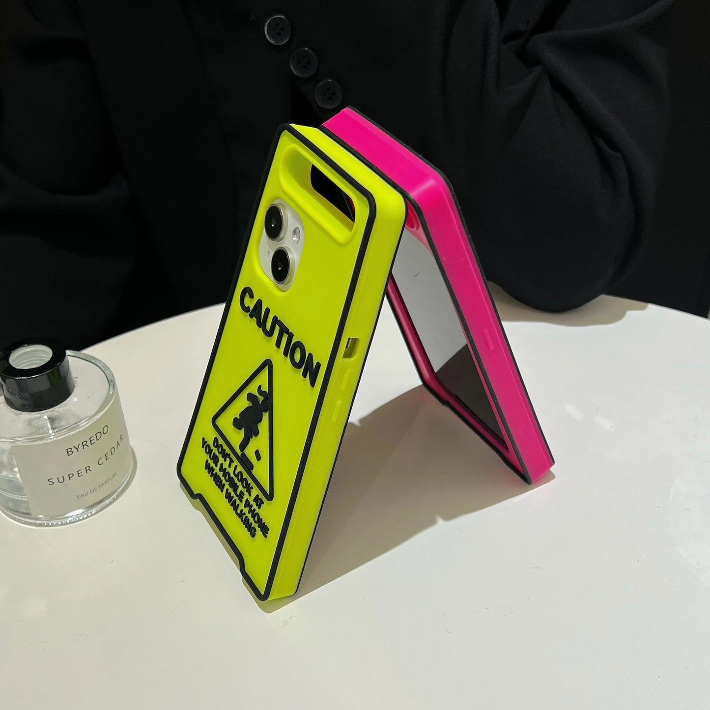 3D Funny Warmly Caution Sign Phone Case for iPhone 12 13 14 15 16 Pro Max Billboard Night Light Luminous Neon Color Soft Cover