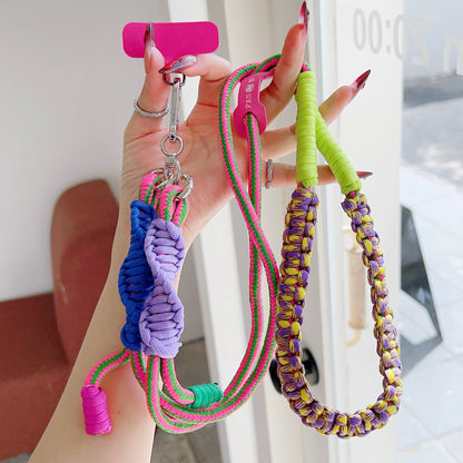 High-End Creative Hand-Woven Mobile Phone Universal Lanyard, Crossbody Long Rope, Seven-Color Shoulder Strap Anti-Loss Lanyard