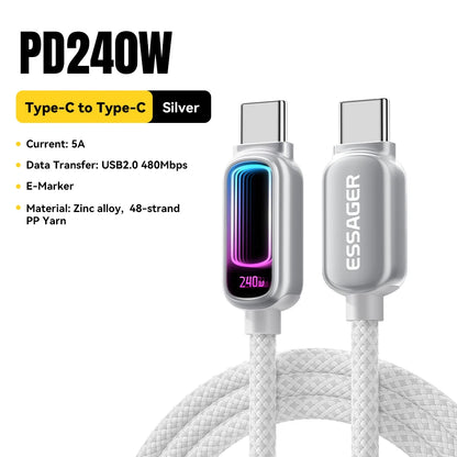 Essager 240W USB C to USB C Cable 100W PD3.1 Fast Charging for MacBook Laptop iPhone 17 16 15 pro Max iPad Samsung Type C Cable