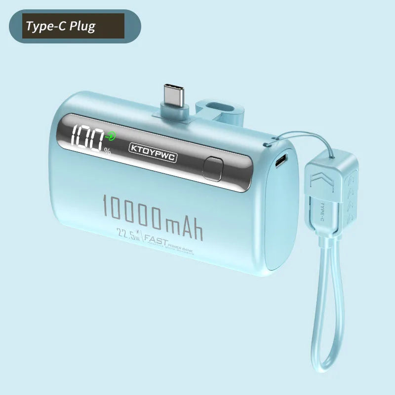 Mini Capsule Power Bank 10000mAh 22.5W Type-C Fast Charging Portable Charger External Battery For iPhone Xiaomi Samsung Huawei