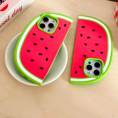 Cooling Watermelon 3D Soft Silicone Phone Case for iPhone 12/13/14/15/16 pro Max Funny Protective Back Cover Shell Skin Durable