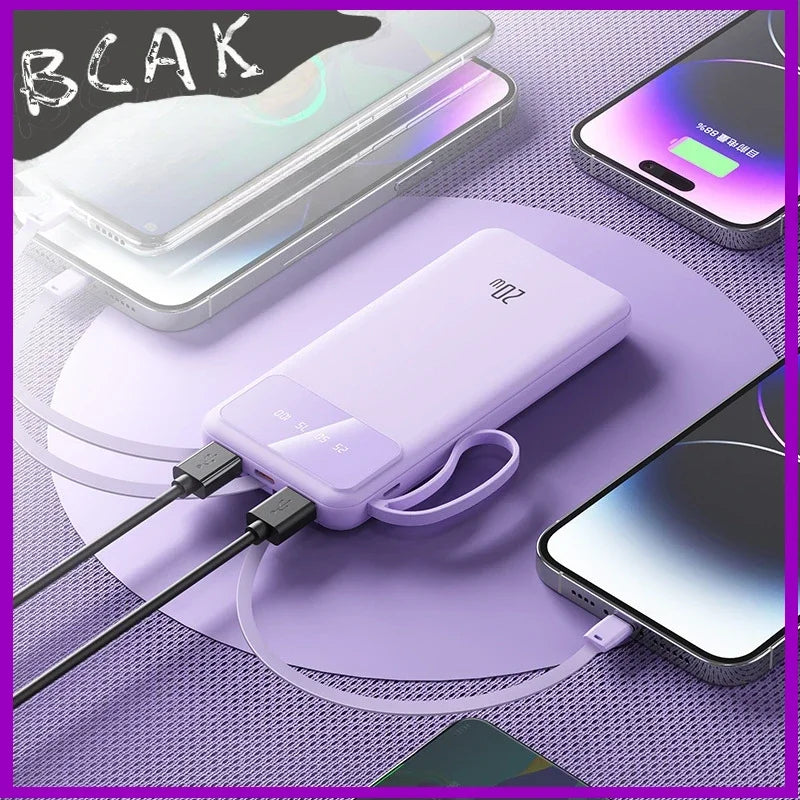 Bring Your Own Cable, Convenient New Style Power Bank 20000mAh, Large-capacity Fast Charging Mobile New Style Power Supply BCAK