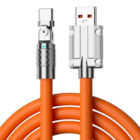 120W Fast Charge USB Type C Cable 180 Degree Rotation Elbow Cable for Game for Xiaomi Redmi Honor Phone Charger USB C Cable