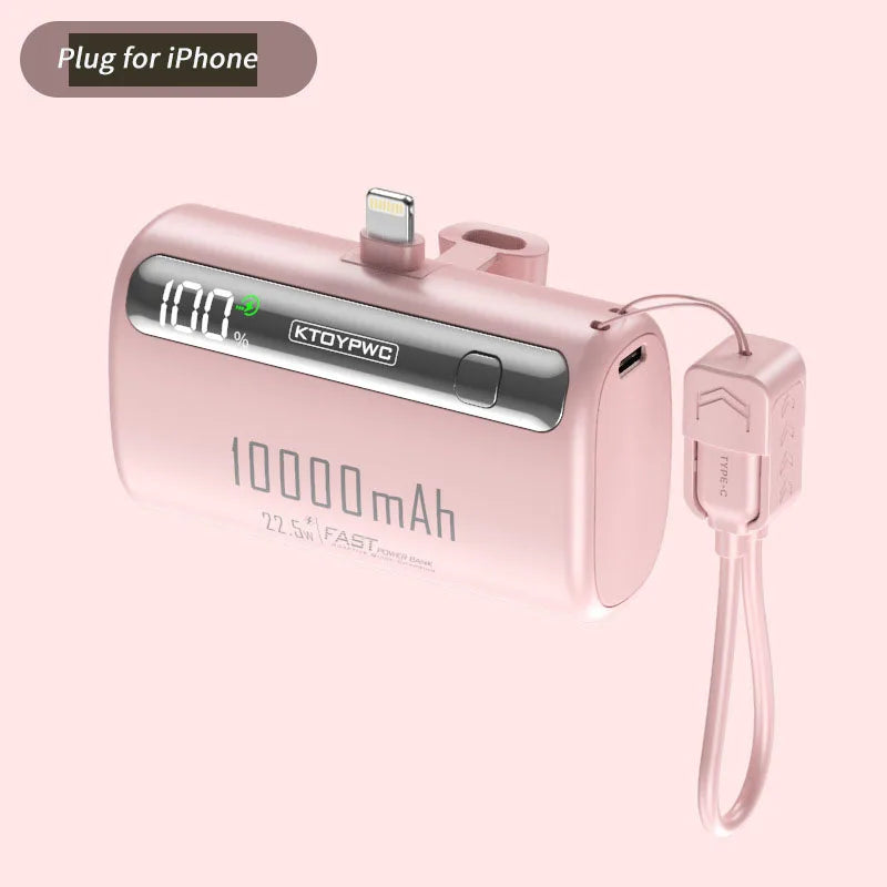 Mini Capsule Power Bank 10000mAh 22.5W Type-C Fast Charging Portable Charger External Battery For iPhone Xiaomi Samsung Huawei