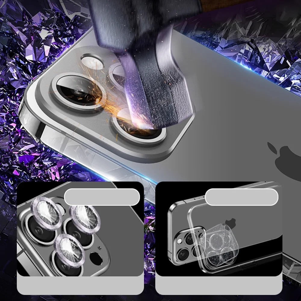 Armor Camera Lens Protector Film For iPhone 11 12 13 14 15 Pro Max 15Plus  Metal Case Ring Back Lens Tempered Glass Lens Film