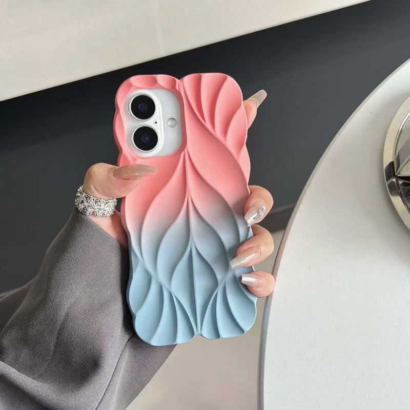 Luxury 3D Contrasting Colors Leaves Phone Case for IPHONE 16 ProMax 15 14 13 PRO Soft Silicone Shockproof Back Cover