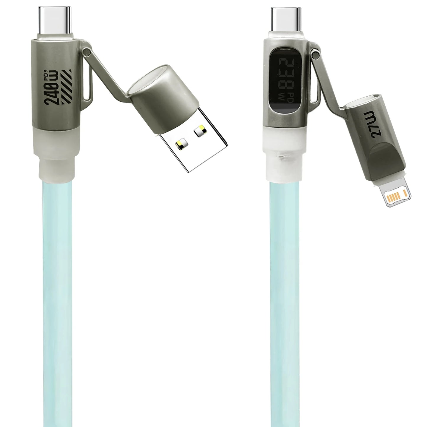 max240W 2 IN 2 PD USB to Type-C Fast Charge Cable LED Digital Display Celltphone Charge Data Line for iPhone 17 16 15 14 Xiaomi