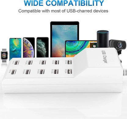 10USB ports charger station Desktop storage and organization of charging cables For Phone Watch iPad