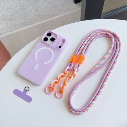 Magnetic Lanyard Case For iPhone 17 Pro Max 14 12 11 13 15 16 Plus 17 Air Shockproof Candy Crossbody Neck Cord Braid Strap Cover