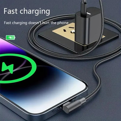 90 Degree Dual USB C Fast Charge Elbow Cable For iPhone 15 16 17 Pro Max Samsung Xiaomi Redmi POCO Type C Quick Charging Cables