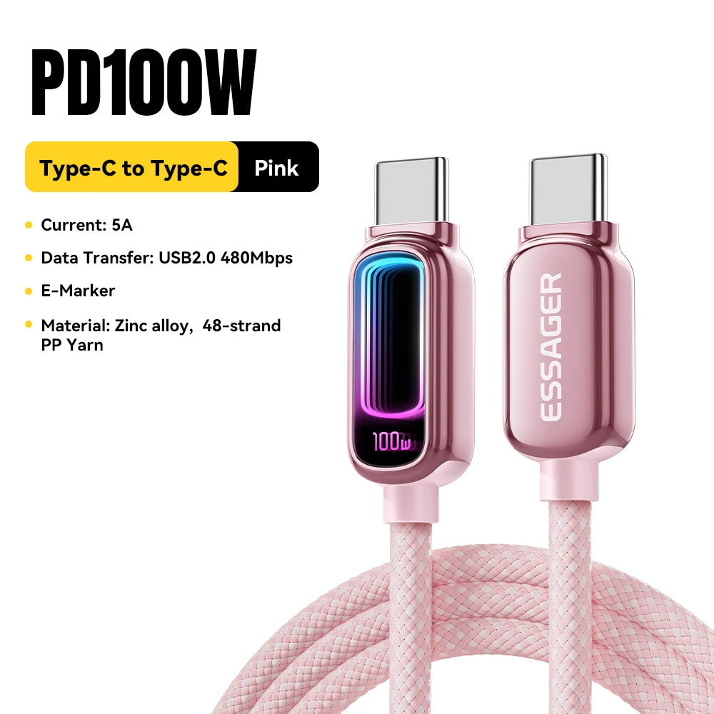 Essager 240W USB C to USB C Cable 100W PD3.1 Fast Charging for MacBook Laptop iPhone 17 16 15 pro Max iPad Samsung Type C Cable