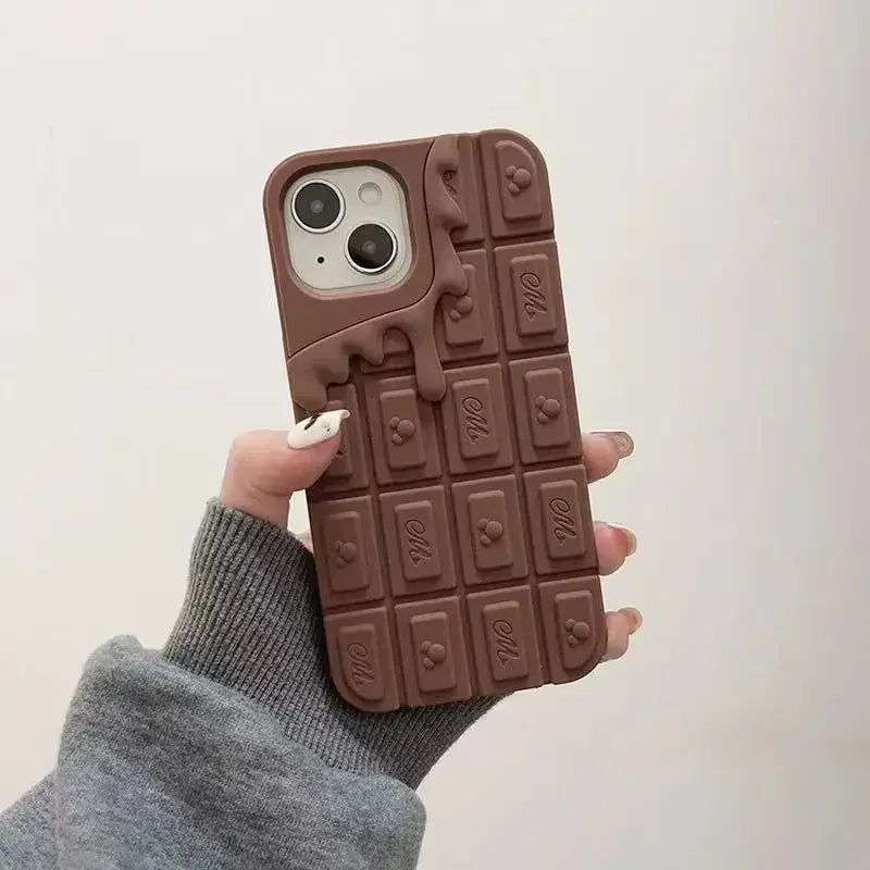 3D Chocolate Cartoon Mickey Phone Case for iPhone17  16 15 14 13 Plus 12 Pro Max 11 Soft Silicone With Strap Cover