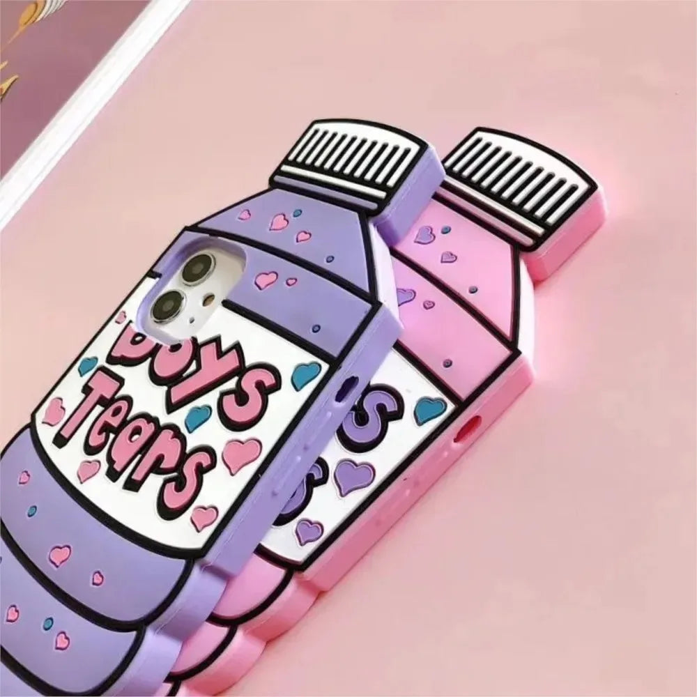 For iPhone 16 promax 15 14 Pro Max 13 12 11 7 8 Plus 6 6s SE 3D Cartoon Water Bottle Phone Case Soft Silicone Cover