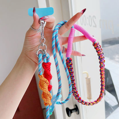 High-End Creative Hand-Woven Mobile Phone Universal Lanyard, Crossbody Long Rope, Seven-Color Shoulder Strap Anti-Loss Lanyard