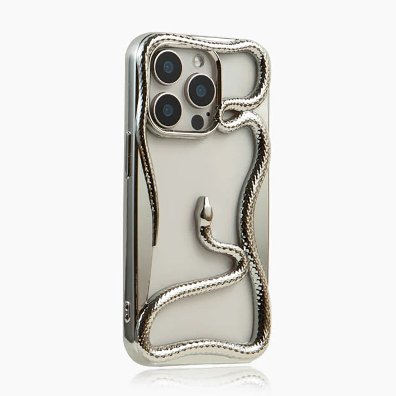 Luxury Hollow Out Snake Plating Matte Phone Case For iPhone 17 Air 16 15 14 Plus 13 12 11 Pro Max Heat Dissipation Back Cover