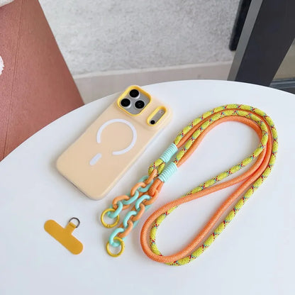 Magnetic Lanyard Case For iPhone 17 Pro Max 14 12 11 13 15 16 Plus 17 Air Shockproof Candy Crossbody Neck Cord Braid Strap Cover