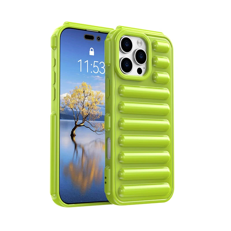 3D Capsule Air Cushion Shockproof Transparent Case For iPhone 16 15 14 13 12 11 Pro Max X XR XS Fashion Bright Color Soft Cover
