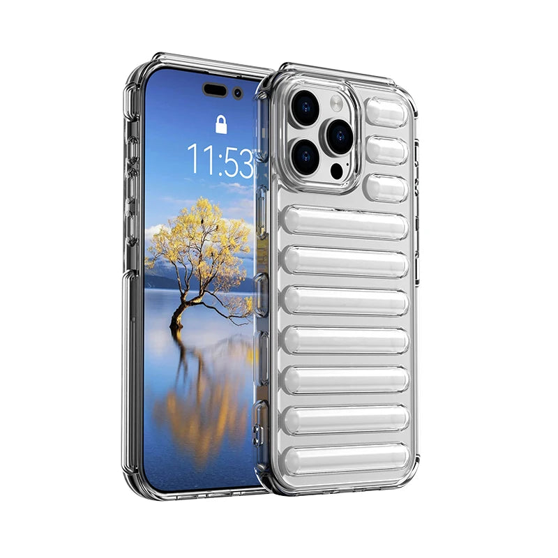 3D Capsule Air Cushion Shockproof Transparent Case For iPhone 16 15 14 13 12 11 Pro Max X XR XS Fashion Bright Color Soft Cover