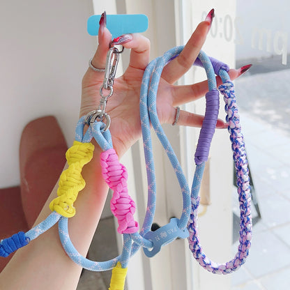 High-End Creative Hand-Woven Mobile Phone Universal Lanyard, Crossbody Long Rope, Seven-Color Shoulder Strap Anti-Loss Lanyard